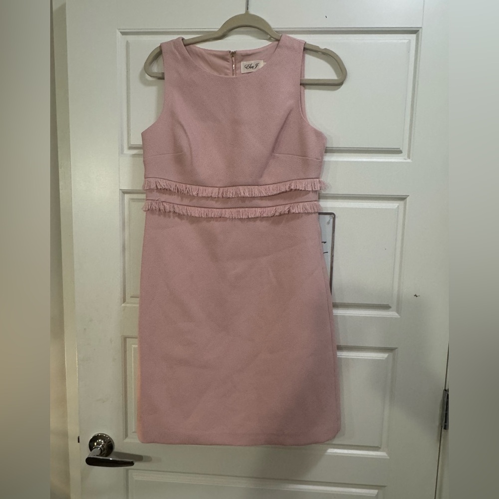 Eliza J Pale Pink Fringe Waist Sheath Dress